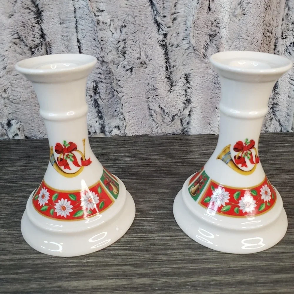 Classic Traditions Charlton Hall Pair (2) Tapered Candle‎ Holders JAPAN W/Box